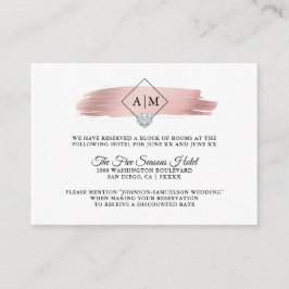 Carte D'accompagnement HÉBERGEMENTS Mariage Rose Gold Foil Monogrammes
