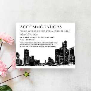Carte D'accompagnement Hébergements Mariages Art Déco de Detroit Skyline