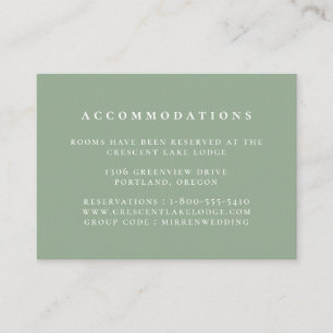 Carte D'accompagnement Hébergements Mariages en vert Sage couleur solide