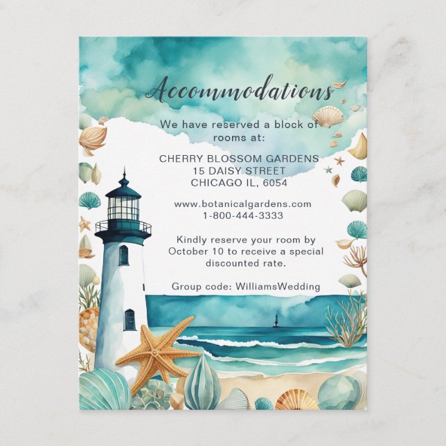 Carte D'accompagnement Hébergements Nautical Lighthouse (Devant)