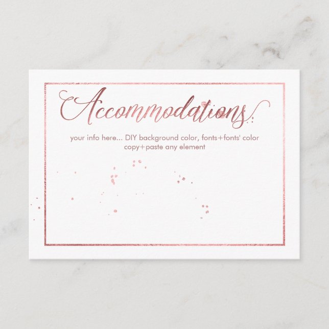 Carte D'accompagnement Hébergements PixDezines, Rose d'or Faux (Devant)
