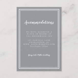 Carte D'accompagnement Hébergements Simple Grey Moderne Mariage Invité
