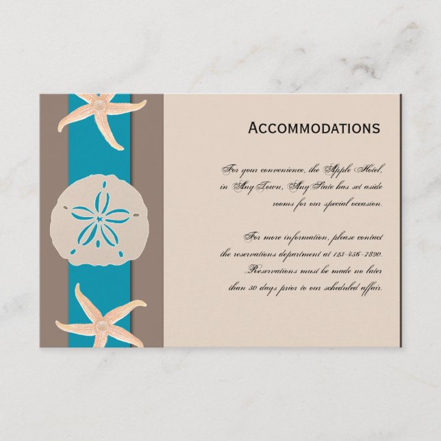 Carte D'accompagnement Hébergements Starfish de bande Brown et Turquoise (Devant)
