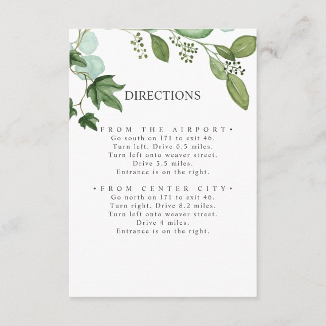 Carte D'accompagnement Hedera | Ivy Feuille Chic MARIAGE Directions (Devant)