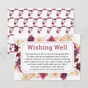 Carte D'accompagnement Hellebore Floral Bourgogne Mariage Fontaine à souh