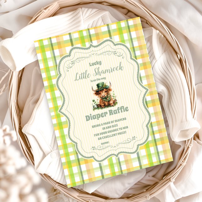 Carte D'accompagnement Highland Cow Lucky Little Shamrock Diapper Raffer (Créateur téléchargé)