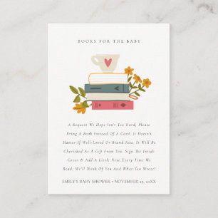 Carte D'accompagnement Histoires empilées Livres Floraux Pour Baby shower