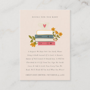 Carte D'accompagnement Histoires empilées Livres Floraux Pour Baby shower