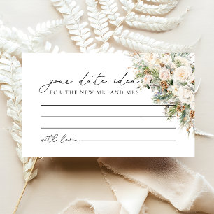 Carte D'accompagnement Hiver Blanc Floral Fête des mariées Date Nuit Idée