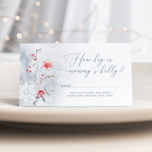 Carte D'accompagnement Hiver bleu poussiéreux Quelle taille est maman ven (Créateur téléchargé)