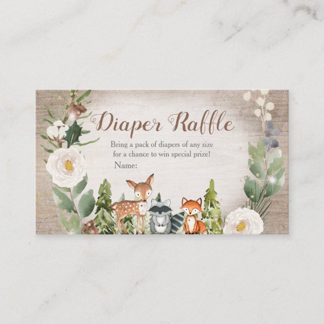Carte D'accompagnement Hiver Fil de couches de bois blanc Floral (Devant)