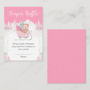 Carte D'accompagnement Hiver Ours Pink Sleigh Diaper Raffin