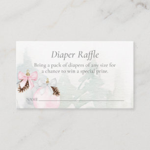 Carte D'accompagnement Hiver Rose fille Baby shower Déchets Raffle