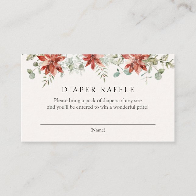 Carte D'accompagnement Hiver Verdure et Poinsettia Déchets Raffle (Devant)
