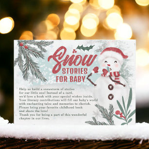 Carte D'accompagnement Hiver vert pin snowman apporter un livre baby show
