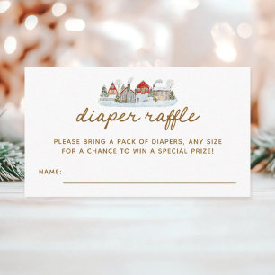 Carte D'accompagnement Hiver Village Baby shower Déchets Raffle Billets
