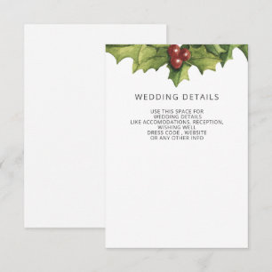 Carte D'accompagnement Holly Berries Monogramme Mariage hivernal
