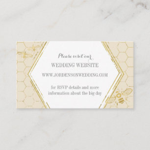 Carte D'accompagnement Honey Bee Cream Gold Custom Website Card