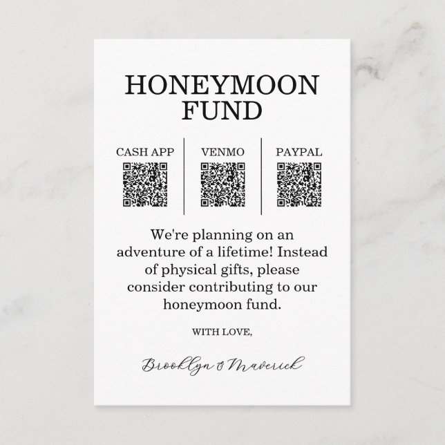 Carte D'accompagnement Honeymoon Fund QR Code Enclosure Card (Devant)