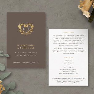 Carte D'accompagnement Horaire des directions mariage du coeur d'or