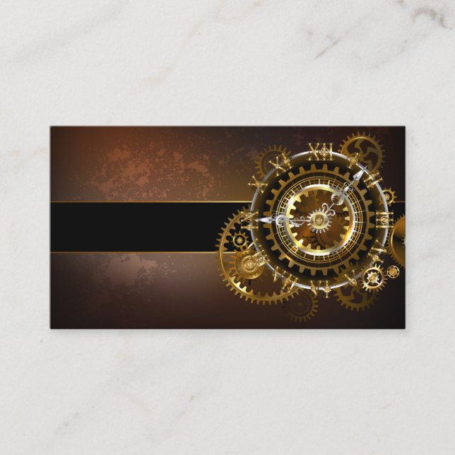 Carte D'accompagnement Horloge Steampunk avec des engrenages anciens (Devant)