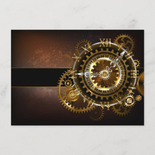 Carte D'accompagnement Horloge Steampunk avec des engrenages anciens