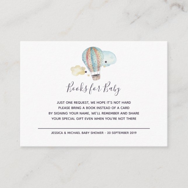 Carte D'accompagnement Hot Air Balloon Party dans les livres pour bébé (Devant)