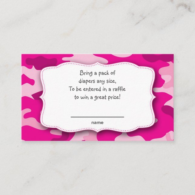 Carte D'accompagnement Hot rose Fuchsia Camo tombola tickets insérer des  (Devant)