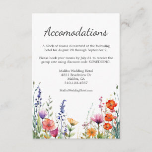 Carte D'accompagnement Hôtel de mariage aux fleurs sauvages aquarelles vi