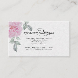 Carte D'accompagnement Hôtel Pink Peonies Hôtels Hébergements