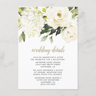 Carte D'accompagnement Hydrangea Elegant Rose or blanc Mariage floral
