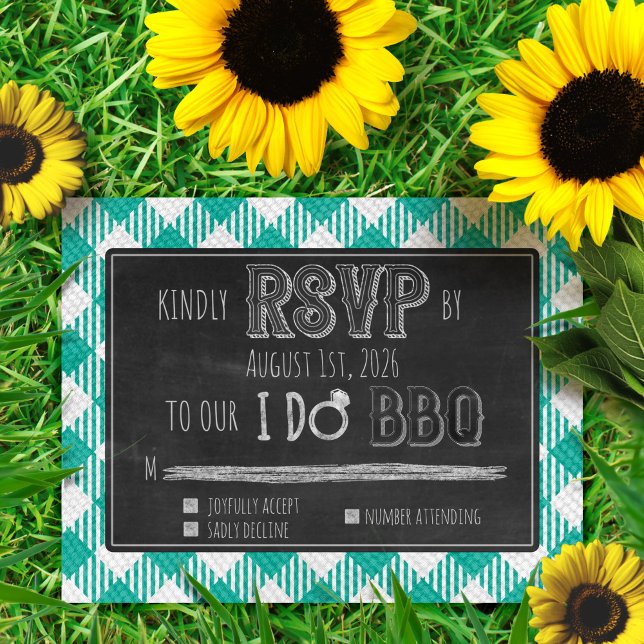 Carte D'accompagnement I Do BBQ Turquoise Outdoor Spring Wedding RSVP (Créateur téléchargé)