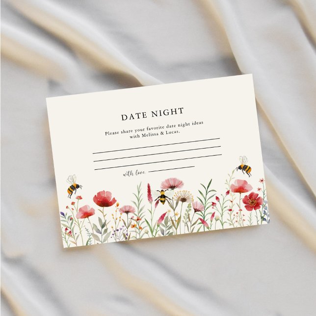 Carte D'accompagnement Idées de soirée en amoureux aquarelle fleur sauvag (Créateur téléchargé)