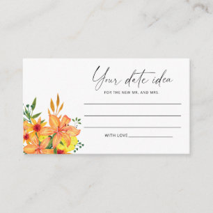 Carte D'accompagnement Idées de soirée en amoureux aquarelle florale \ Po