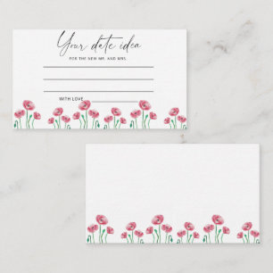 Carte D'accompagnement Idées de soirée en amoureux aquarelle florale \ Po