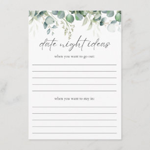 Carte D'accompagnement Idées de soirée en amoureux Insert pour une baby s