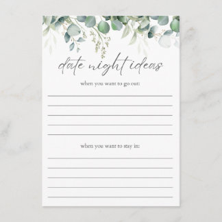 Carte D'accompagnement Idées de soirée en amoureux Insert pour une baby s