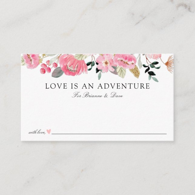 Carte D'accompagnement Idées Lune de miel de Jardin Floral Rose (Devant)