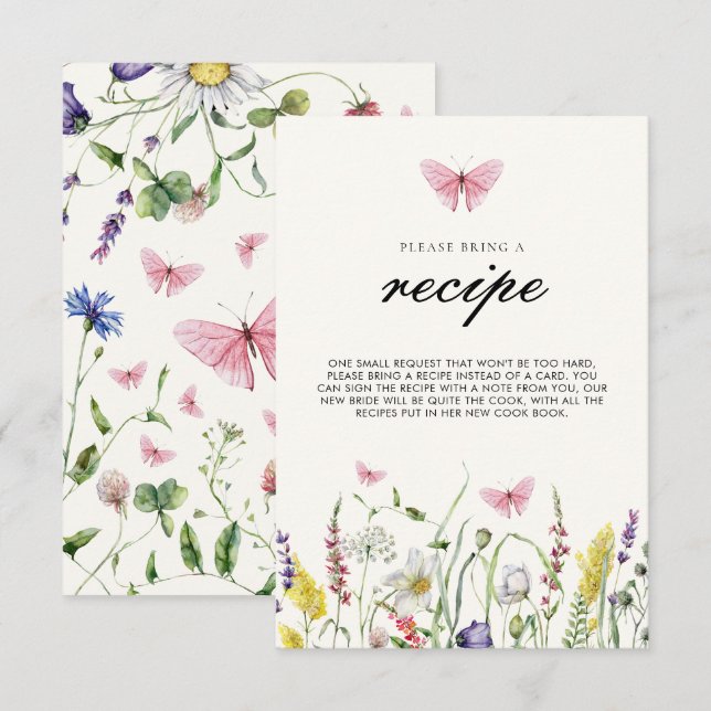 Carte D'accompagnement Il Me Donne Fête des mariées Aux Papillons Recette (Devant / Derrière)