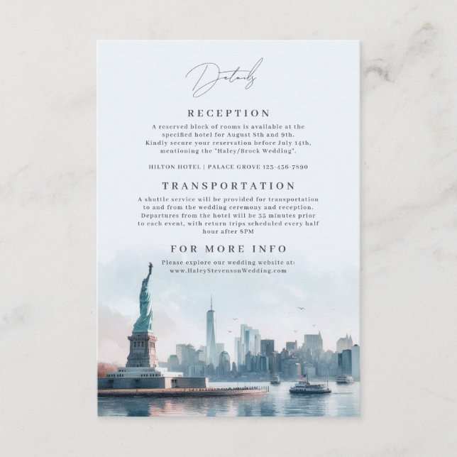 Carte D'accompagnement Illustration de l'aquarelle de New York Mariage Sk (Devant)
