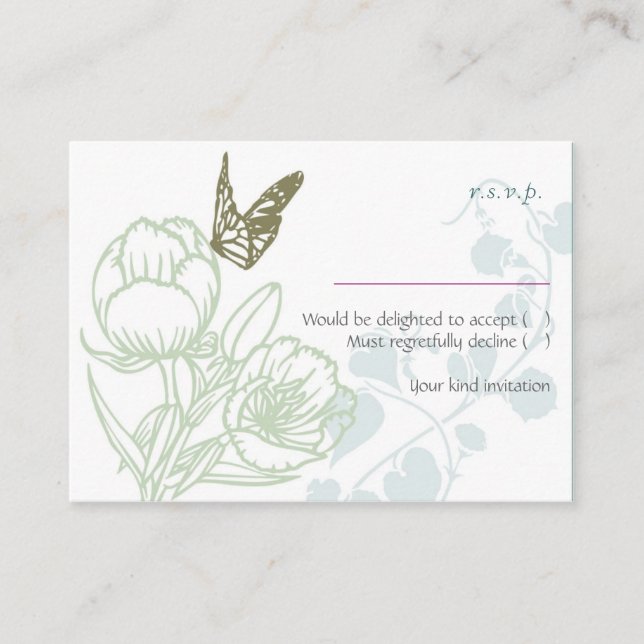 Carte D'accompagnement Illustration Flora & Butterfly Spring Wedding (Devant)
