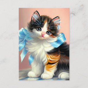 Carte D'accompagnement Illustration vintage Calico Kitten