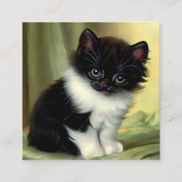 Illustration vintage Tuxedo Kitten