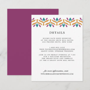 Carte D'accompagnement Indian Folk Art Purple MARIAGE Détails sur l'invit