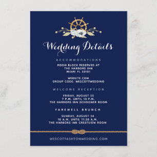 Carte D'accompagnement Infinité nautique ⚓ blanc Détails du Mariage d'ané