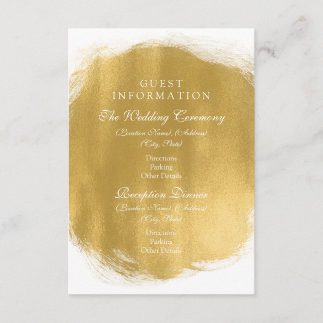 Carte D'accompagnement Information de l'invité mariage Gold Peinture Look (Devant)