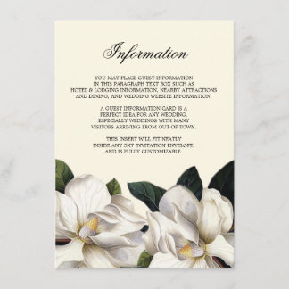 Carte D'accompagnement Information sur le Mariage botanique du Sud