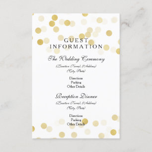 Carte D'accompagnement Informations clients mariage Lumières Parties scin