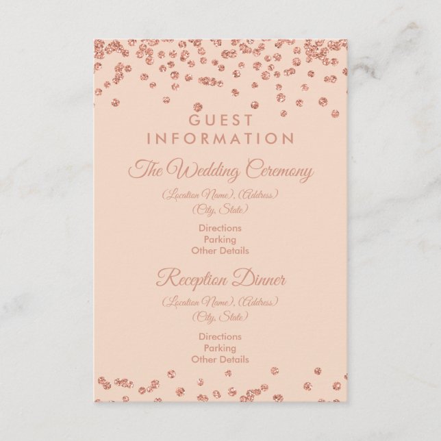 Carte D'accompagnement Informations clients Rose Gold Parties scintillant (Devant)