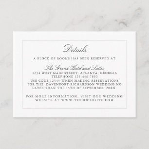 Carte D'accompagnement Informations de mariage à l'élégance classique sim
